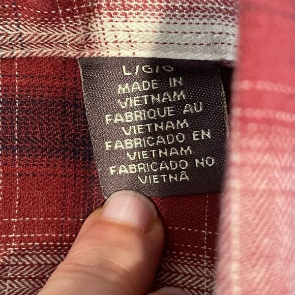 Dockers Mens Plaid Long Sleeve Cotton Button Up Shirt Red White Large - Picture 4 of 7